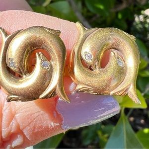 Vintage Gold Filled Diamond Fish Cufflinks